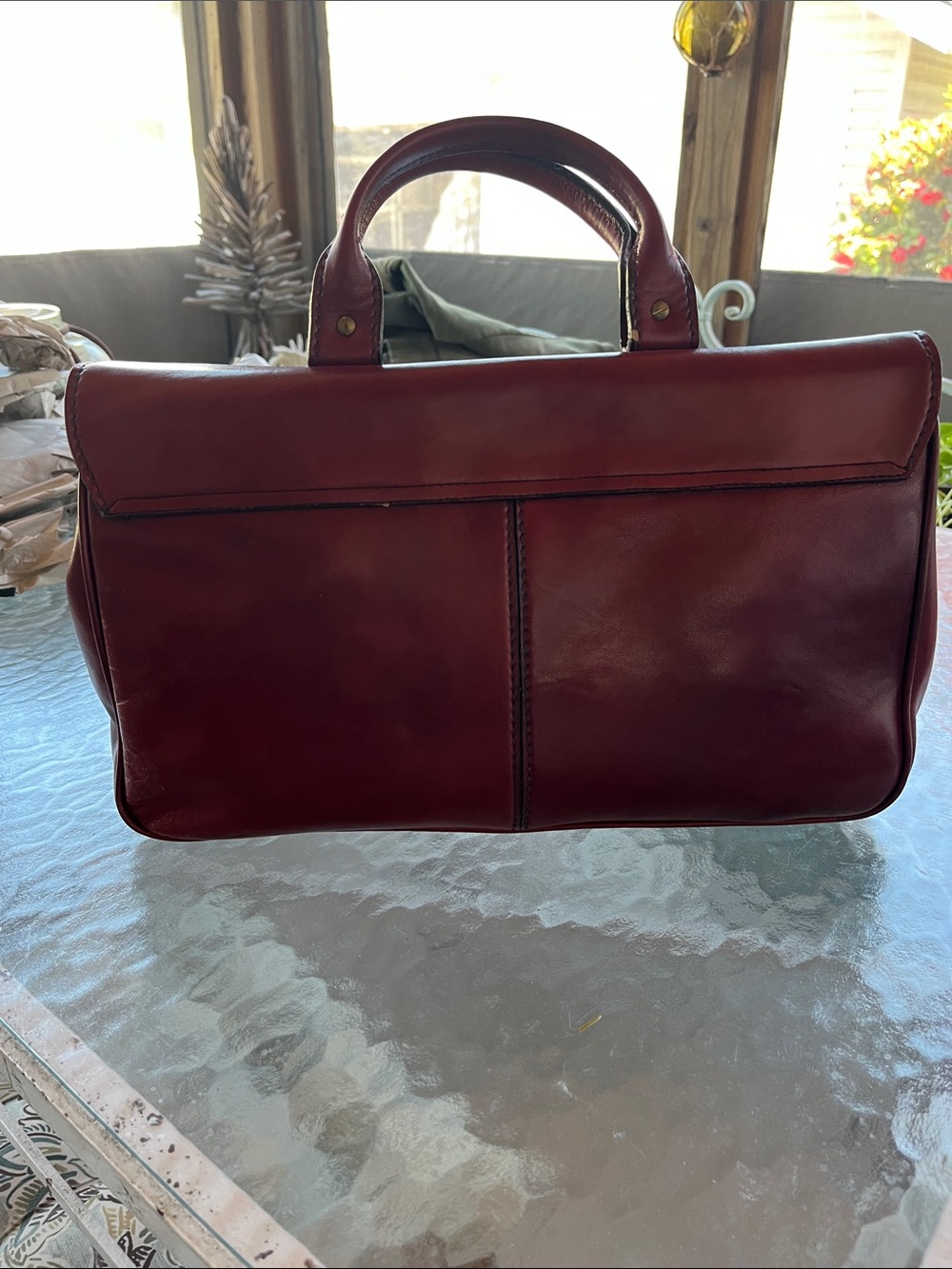Etienne Aigner Top-Handle Briefcase Bag in Dark Burgundy - Picture 6 of 9